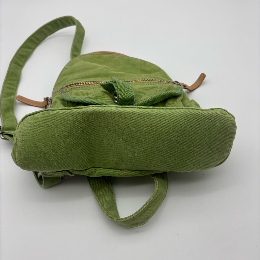 Vintage Fossil Green Canvas Mini Backpack - Casual Everyday Bag - Picture 12 of 13